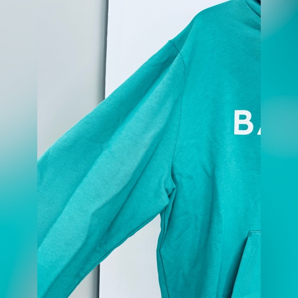 Balmain Unisex logo-print hoodie with kangaroo pocket see green white large - Picture 8 of 16